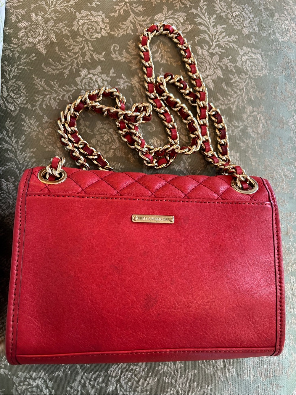 REBECCA MINKOFF Red Leather Quilted Chain Shoulder Bag - Picture 7 of 12